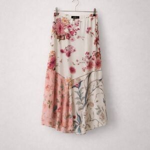 NWT Chelsea & Theodore Floral Bird Print Patchwork Maxi Skirt M